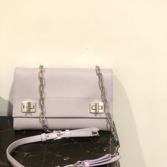 Prada Saffiano Pattina Chain Flap Bag in Glicine - Picture 6 of 8